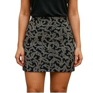 Vintage‎ 90's The Limited Black & White Paisley Mini Skirt Size XS
